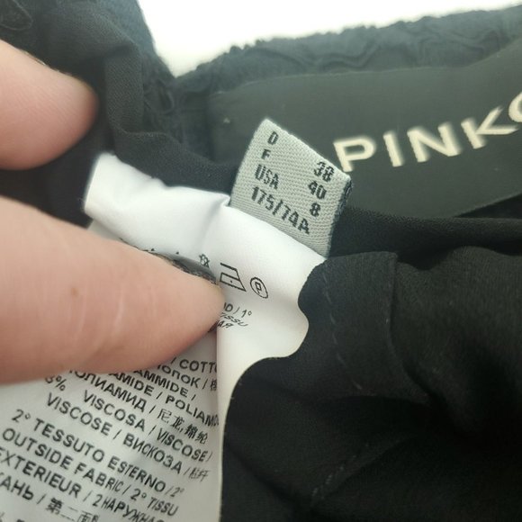 Pinko Womens Blue Black Floral Comfort Back Zip Ruffle A Line Skirt Size 8 - Picture 7 of 13